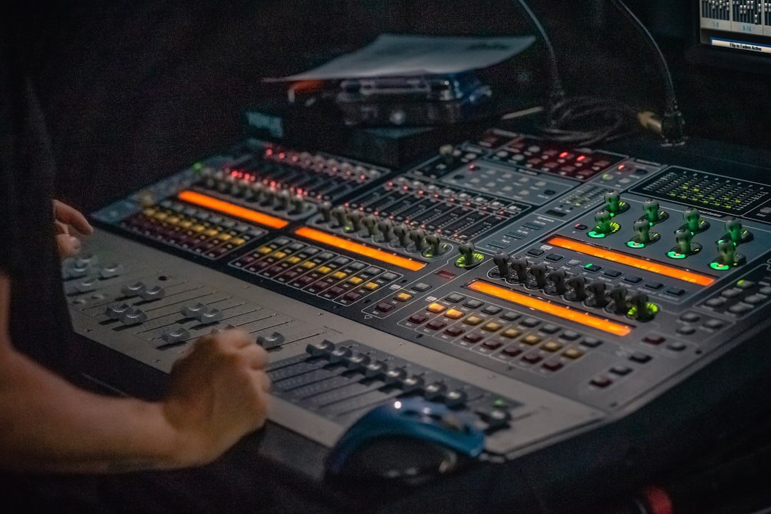 Students training in audio mixing classroom